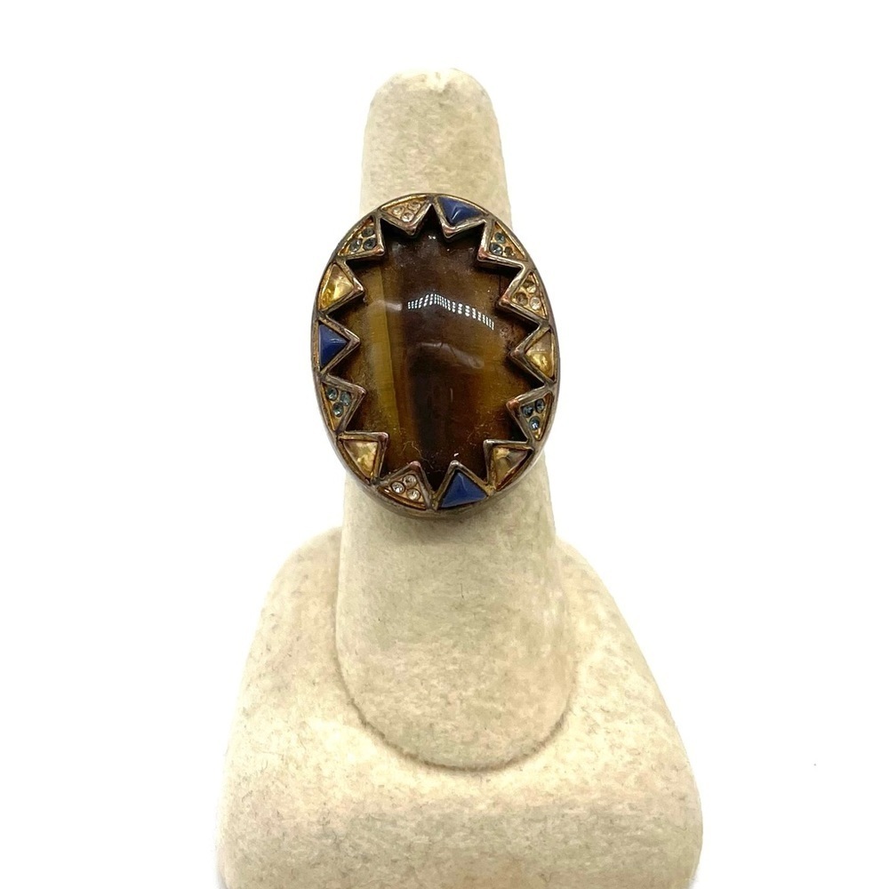 House of Harlow Hold Tone Tiger’s Eye with Crystal Accents size 8 - Picture 3 of 5